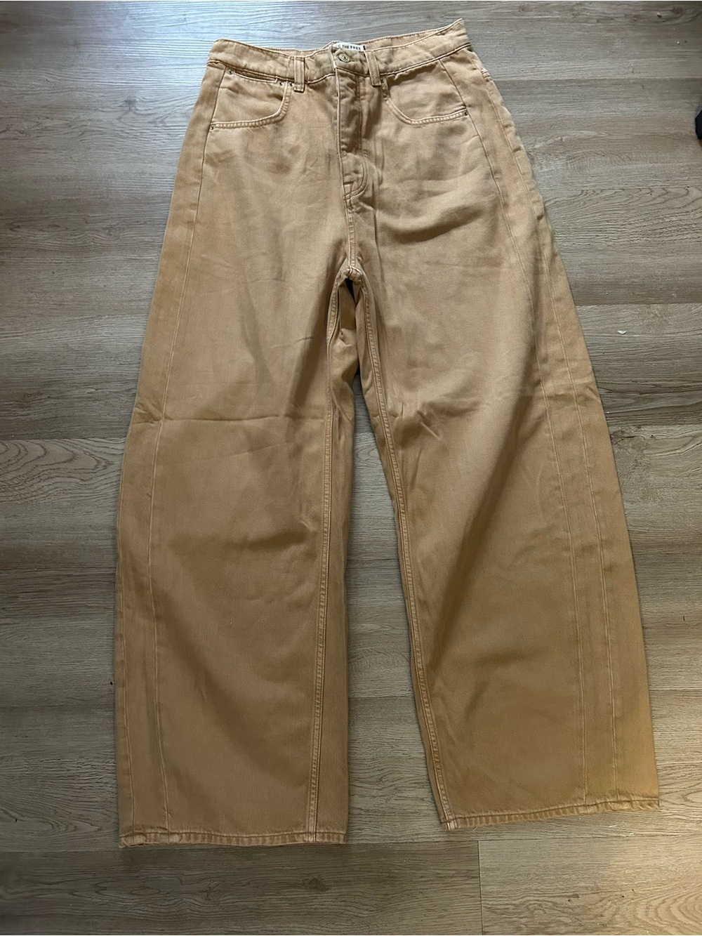We The Free Free People Barrel Leg Pants Tan Khaki Size 30 NWOT # 562